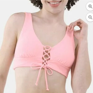 No Boundaries Reversible Lace Up Bikini Top Pink Or Orange Women's S NWT